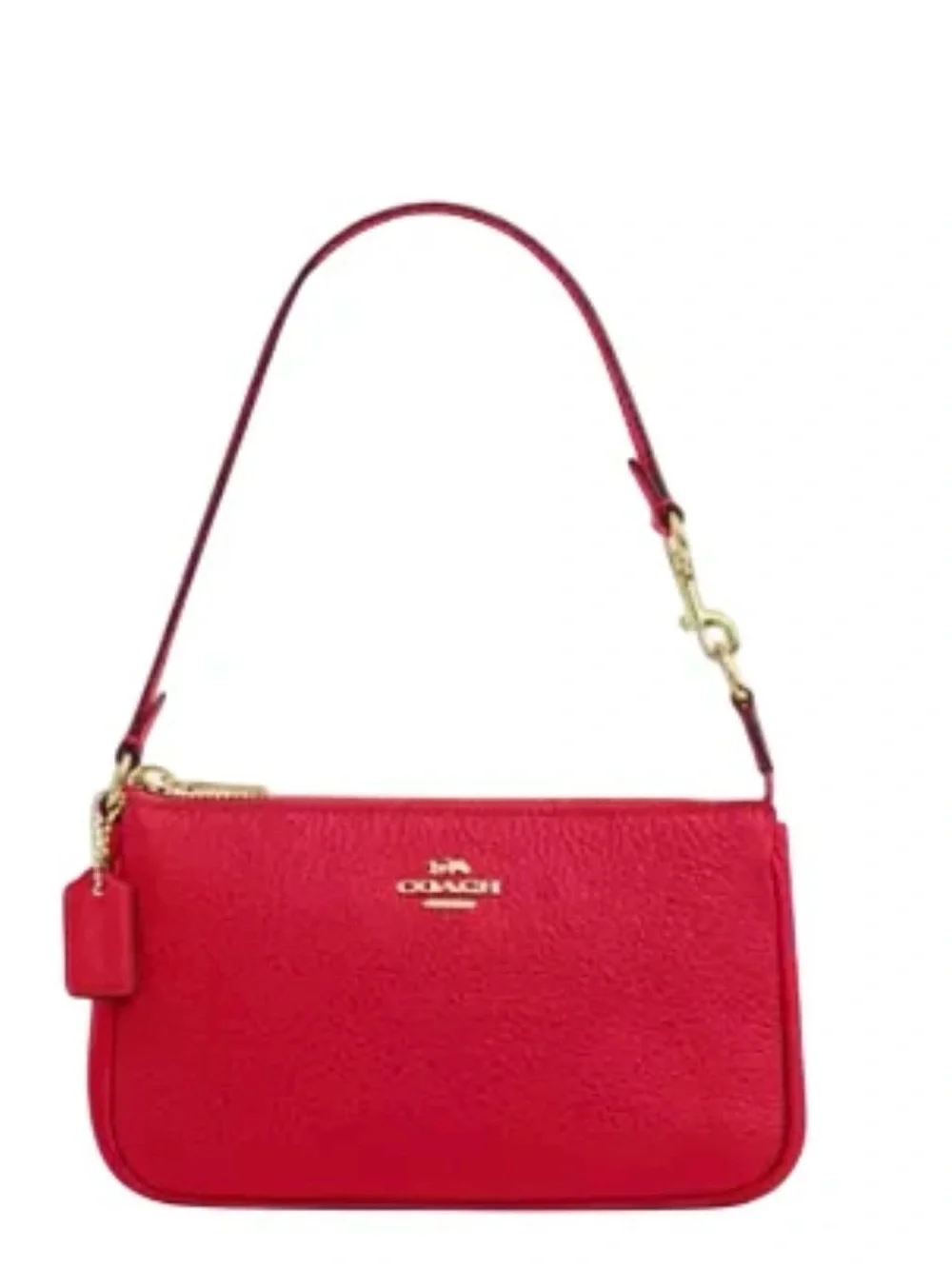 Coach Nolita Red Pebbled Leather Mini Wristlet with Gold Logo